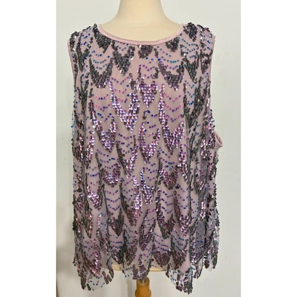 Torrid Size 4 Purple Sequin Embellished Mesh Sleeveless Blouse Top